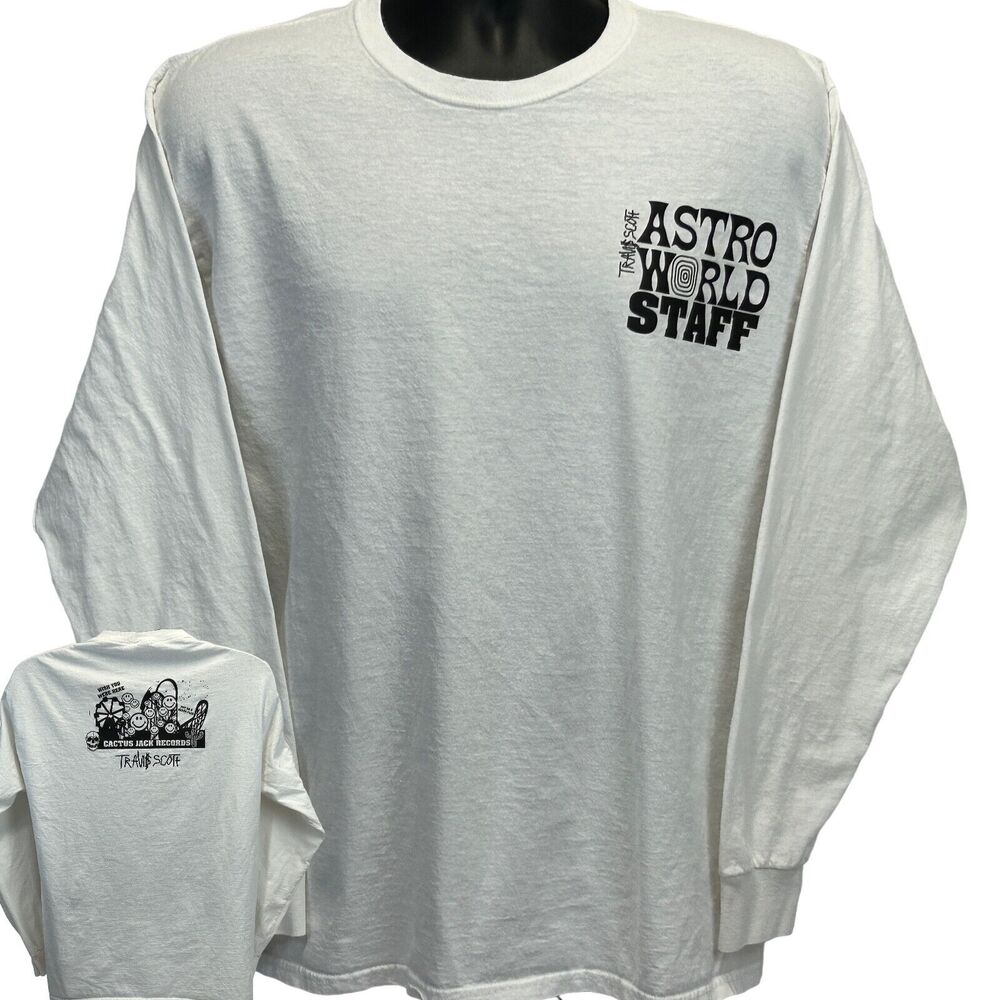 Travis Scott Astroworld Festival Staff T Shirt Mens Large White Cactus Jack Rap